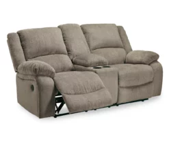 Draycoll Pewter Reclining Console Loveseat -Storage supplies store 810519716 2