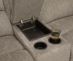 Draycoll Pewter Reclining Console Loveseat -Storage supplies store 810519716 5