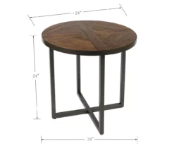 Scranton Antique Pine Round End Table -Storage supplies store 810519909 2