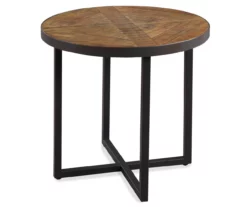 Scranton Antique Pine Round End Table -Storage supplies store 810519909 3