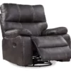 New Albany Dark Graphite Leather Look Micro Suede Swivel Reclining Glider