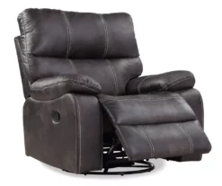 New Albany Dark Graphite Leather Look Micro Suede Swivel Reclining Glider