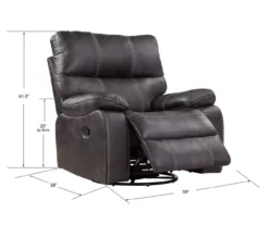 New Albany Dark Graphite Leather Look Micro Suede Swivel Reclining Glider -Storage supplies store 810519941 4