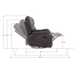 New Albany Dark Graphite Leather Look Micro Suede Swivel Reclining Glider -Storage supplies store 810519941 5