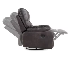 New Albany Dark Graphite Leather Look Micro Suede Swivel Reclining Glider -Storage supplies store 810519941 7