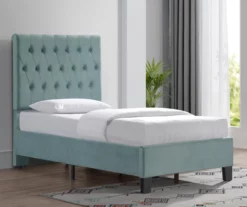 Decatur Light Blue Twin Upholstered Bed -Storage supplies store 810519976 11