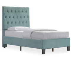 Decatur Light Blue Twin Upholstered Bed -Storage supplies store 810519976 2