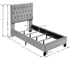 Decatur Light Blue Twin Upholstered Bed -Storage supplies store 810519976 5