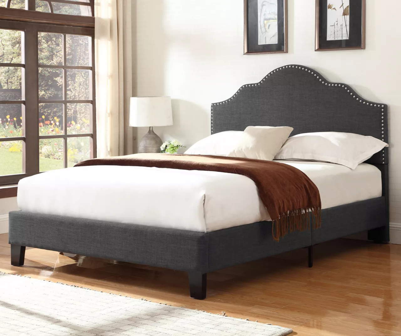 Lombard Charcoal Gray Queen Upholstered Bed 6 Lombard Charcoal Gray Queen Upholstered Bed - Image 4