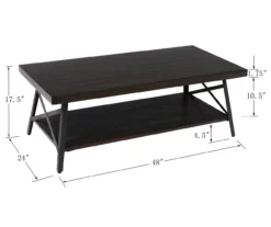 Pomona Espresso Brown Coffee Table -Storage supplies store 810520050 3