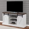 60" Dark Brown & White Barn Door TV Stand 2 60" Dark Brown & White Barn Door TV Stand -Storage supplies store 810523487 1