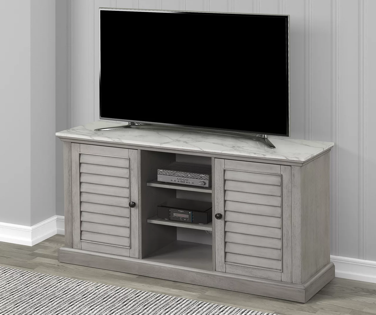 52" Faux Marble Shutter Door TV Stand 5 52" Faux Marble Shutter Door TV Stand - Image 3