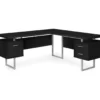 Black & Silver 3-Drawer L-Shaped Corner Desk 1 Black & Silver 3-Drawer L-Shaped Corner Desk -Storage supplies store 810527323 2
