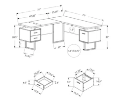 Black & Silver 3-Drawer L-Shaped Corner Desk 11 Black & Silver 3-Drawer L-Shaped Corner Desk -Storage supplies store 810527323 5
