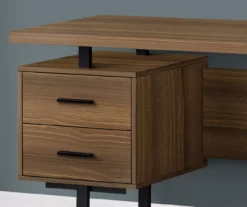 60" Walnut Woodgrain & Black Floating Desk -Storage supplies store 810527324 3