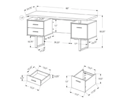 60" Walnut Woodgrain & Black Floating Desk -Storage supplies store 810527324 5