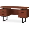 60" Cherry Woodgrain & Black Floating Desk