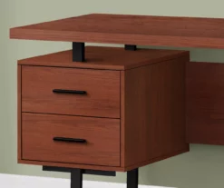 60" Cherry Woodgrain & Black Floating Desk -Storage supplies store 810527325 3