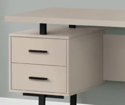 60" Taupe & Black Floating Desk -Storage supplies store 810527326 3