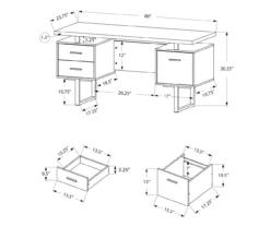 60" Taupe & Black Floating Desk -Storage supplies store 810527326 5