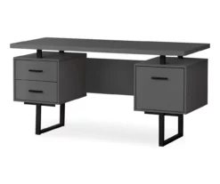 60" Gray & Black Floating Desk