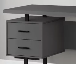 60" Gray & Black Floating Desk -Storage supplies store 810527327 3