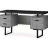 60" Concrete Gray & Black Floating Desk 2 60" Concrete Gray & Black Floating Desk -Storage supplies store 810527329 2