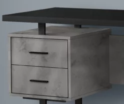 60" Concrete Gray & Black Floating Desk -Storage supplies store 810527329 3