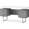 60" Concrete Gray & White Floating Desk -Storage supplies store 810527330 2