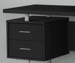 60" Black & Silver Floating Desk -Storage supplies store 810527331 3