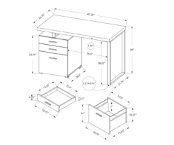 Monarch 48" Floating Computer Desk -Storage supplies store 810527334 5