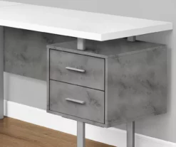 Faux Concrete & White 3-Drawer L-Shaped Corner Desk -Storage supplies store 810527349 3