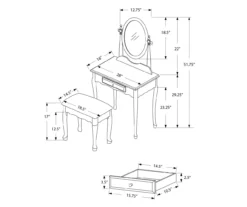 Antique White 2-Piece Mirror Vanity Set -Storage supplies store 810527351 6