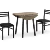 Dark Taupe & Black Metal 3-Piece Dining Set