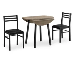 Dark Taupe & Black Metal 3-Piece Dining Set