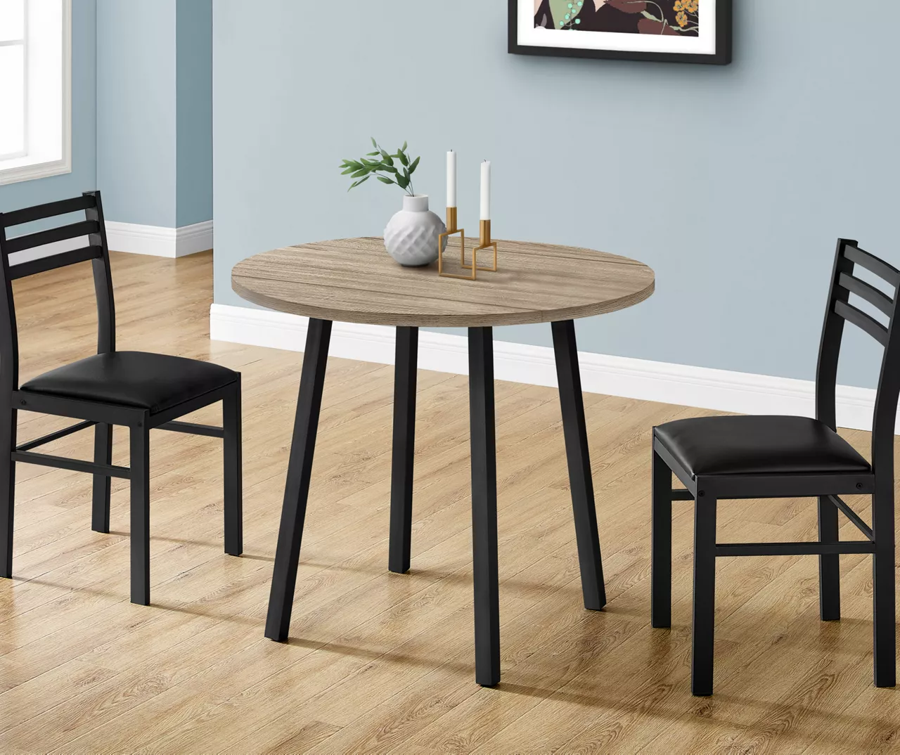 Dark Taupe & Black Metal 3-Piece Dining Set 5 Dark Taupe & Black Metal 3-Piece Dining Set - Image 3