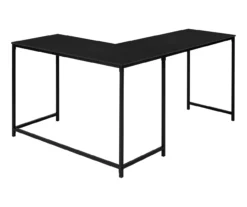 Black Metal L-Shaped Corner Desk -Storage supplies store 810527369 6