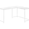 White Metal L-Shaped Corner Desk -Storage supplies store 810527370 2