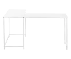 White Metal L-Shaped Corner Desk -Storage supplies store 810527370 3