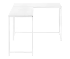 White Metal L-Shaped Corner Desk -Storage supplies store 810527370 5