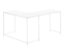 White Metal L-Shaped Corner Desk -Storage supplies store 810527370 6