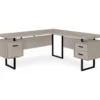 Taupe & Black 3-Drawer L-Shaped Corner Desk -Storage supplies store 810527372 2