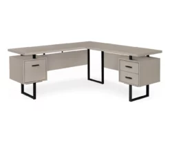 Taupe & Black 3-Drawer L-Shaped Corner Desk