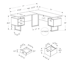 Taupe & Black 3-Drawer L-Shaped Corner Desk -Storage supplies store 810527372 5
