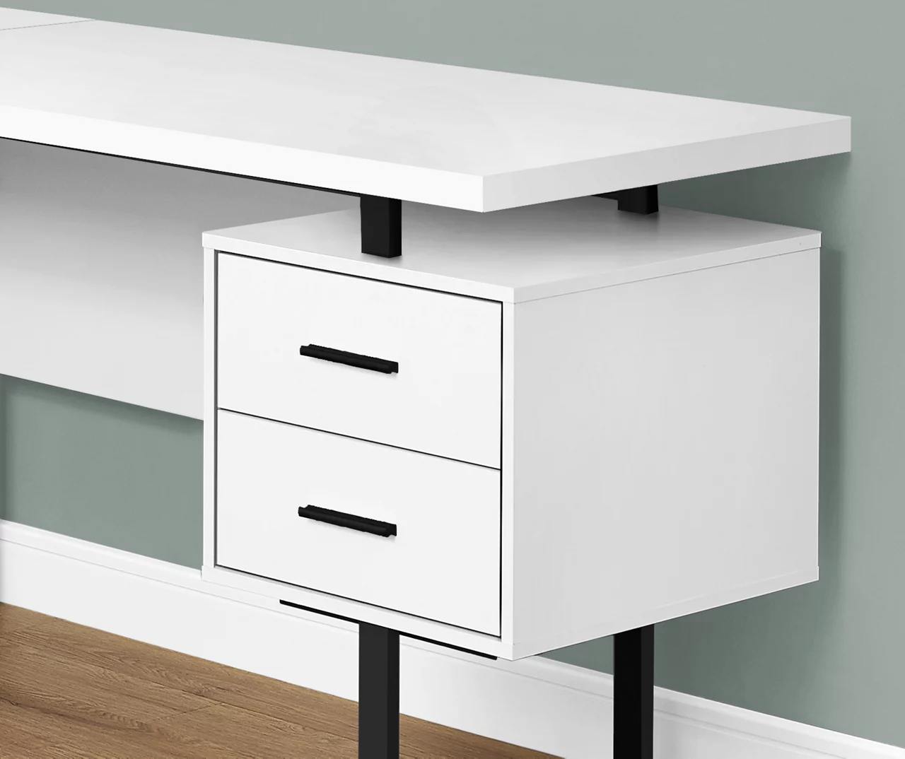 White & Black 3-Drawer L-Shaped Corner Desk 5 White & Black 3-Drawer L-Shaped Corner Desk - Image 3
