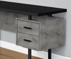 Faux Concrete & Black 3-Drawer L-Shaped Corner Desk -Storage supplies store 810527375 3