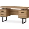 Light Brown Reclaimed Wood Look Reversible Computer Desk -Storage supplies store 810533366 2