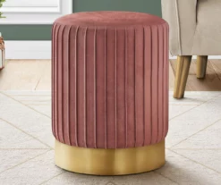 Pleated Velvet Upholstered Ottoman -Storage supplies store 810533424 1