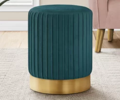 Pleated Velvet Upholstered Ottoman -Storage supplies store 810533426 1