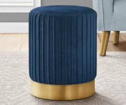Pleated Velvet Upholstered Ottoman -Storage supplies store 810533428 1